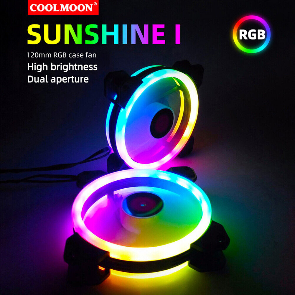 COOLMOON 12cm RGB Small 6 Pin Quiet Desktop PC Case Cooling Fan (1 Fan)
