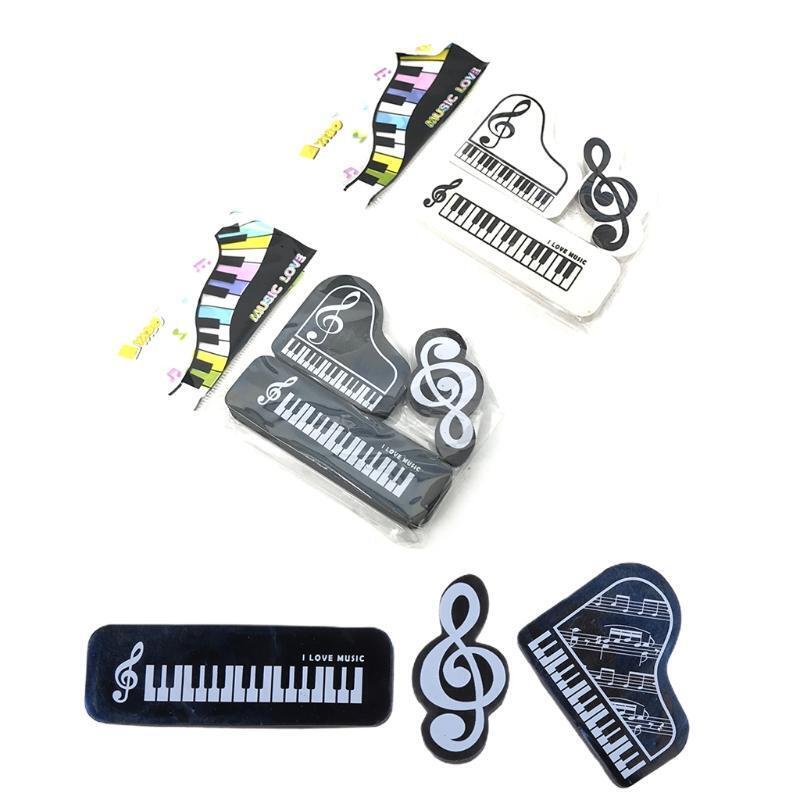 3pcs/set Musical Piano Notes Rubber Pencil Eraser School Student Korean Supplies