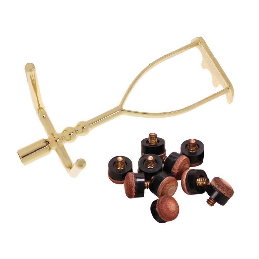 Extended Billiards Pool Cue Rest Bridge Head + 10Pcs 12mm Screw-On Cue Tips