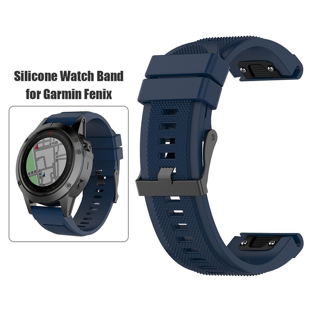 26mm Silicone Watch Band Strap for Garmin Fenix 6X/5X/5X Plus (Dark Blue)