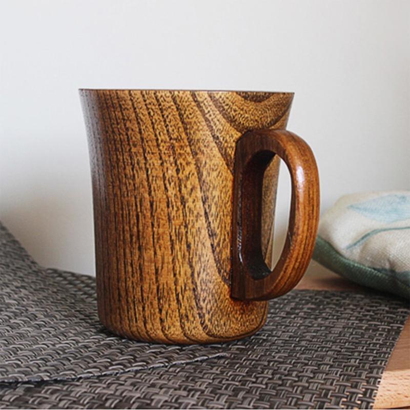 Jujube Mug Wooden Coffee Beer Mugs Wood Cup Handmade Tea Cup with Handle