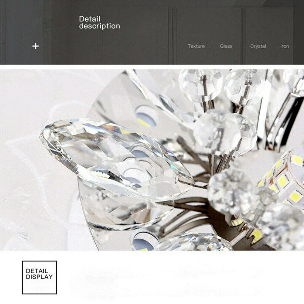 Modern LED Flower Crystal Ceiling Chandelier 9W Decor Lamp (Warm White)