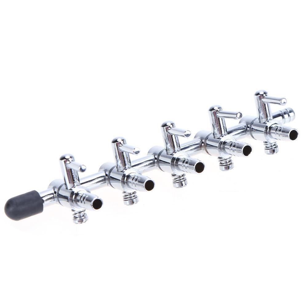 Air Flow Line Stainless Steel Control Valve Aquarium Pump Splitter(5-way)