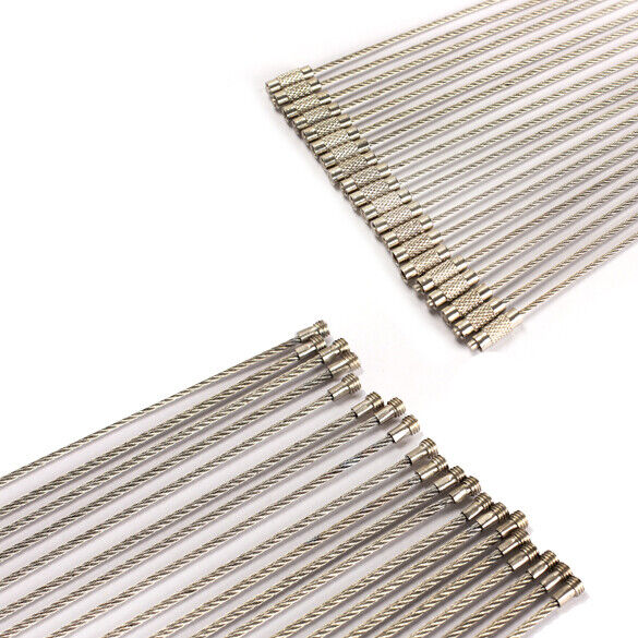 20 PCS Stainless Steel 20cm Wire Keychain Cable Key Ring for Outdoor