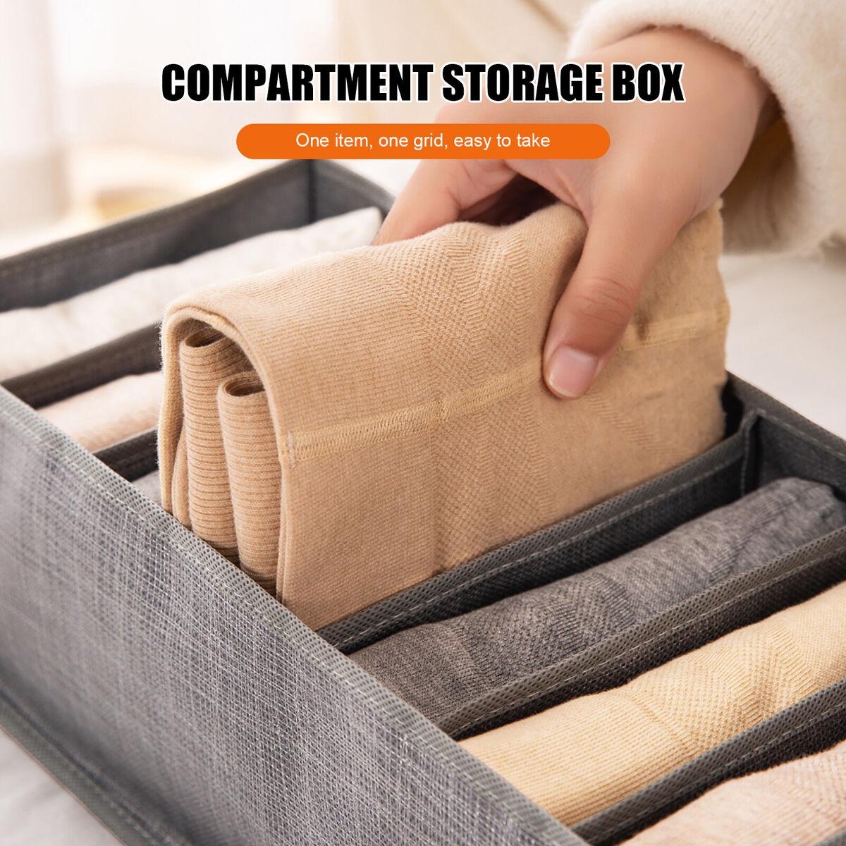 Wardrobe Clothes Organizer Jeans Compartment Storage Box (7 Grids Small)