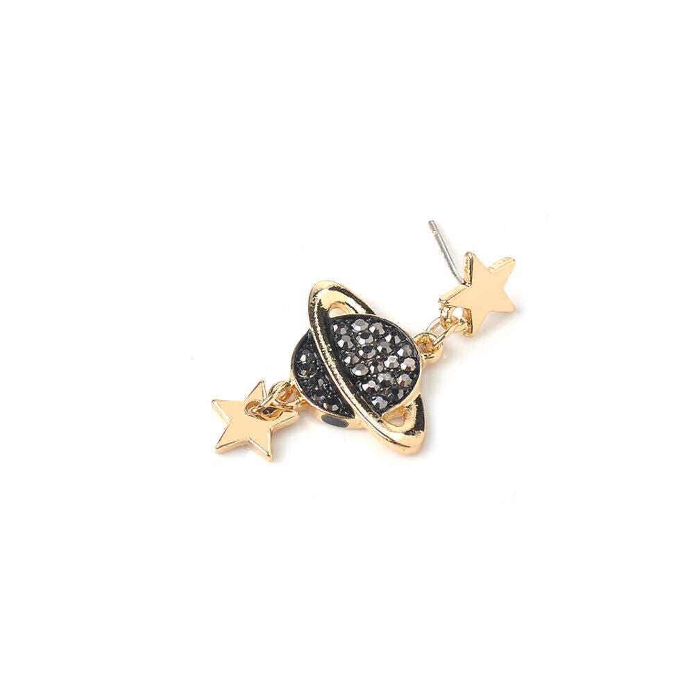 Long Temperament Star Moon Asymmetrical Stud Earring Drop Dangle Earrings