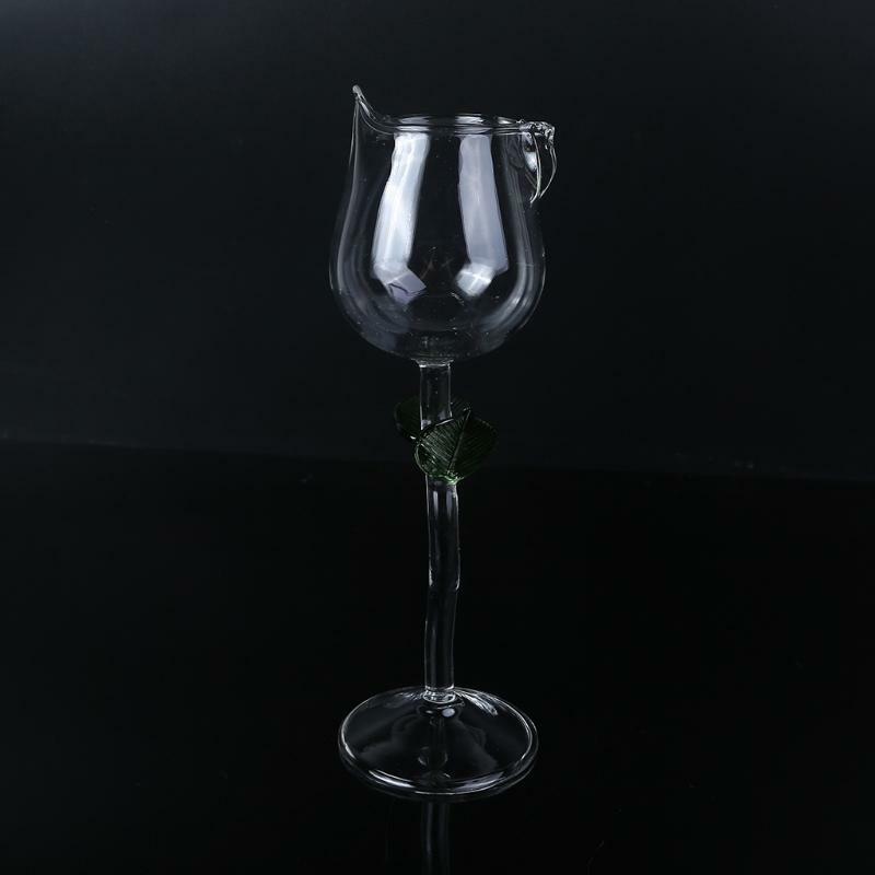 Wine Glass Rose Flower Shape Goblet Lead-Free Red Wine Cocktail Glasses Home Wed