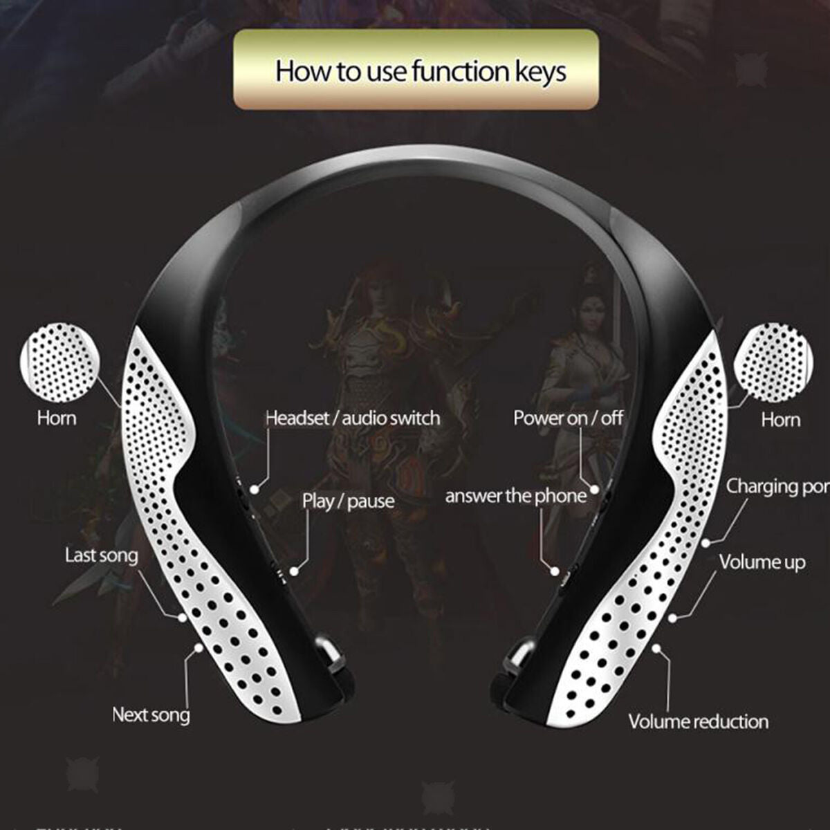 Wearable  Speaker w/Retractable earplugs Headphones