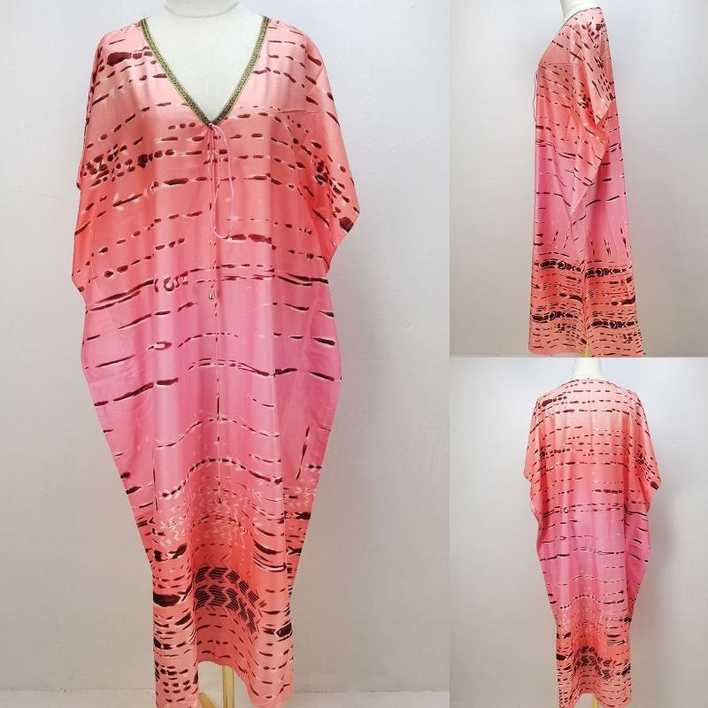 Stylish Plus Size Beach Caftan Dress Loose Bikini Cover Up Maxi Dress Women Lady