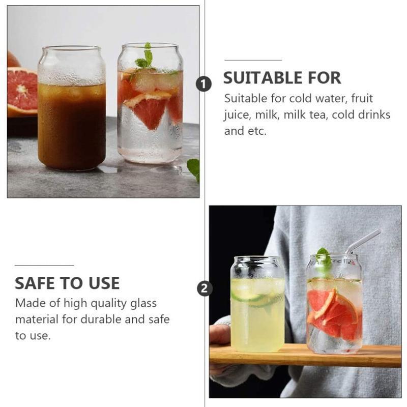 6 Pieces Large Beer Glasses 20 oz  Drink Glass Mug Unique Design Can Shaped Gift