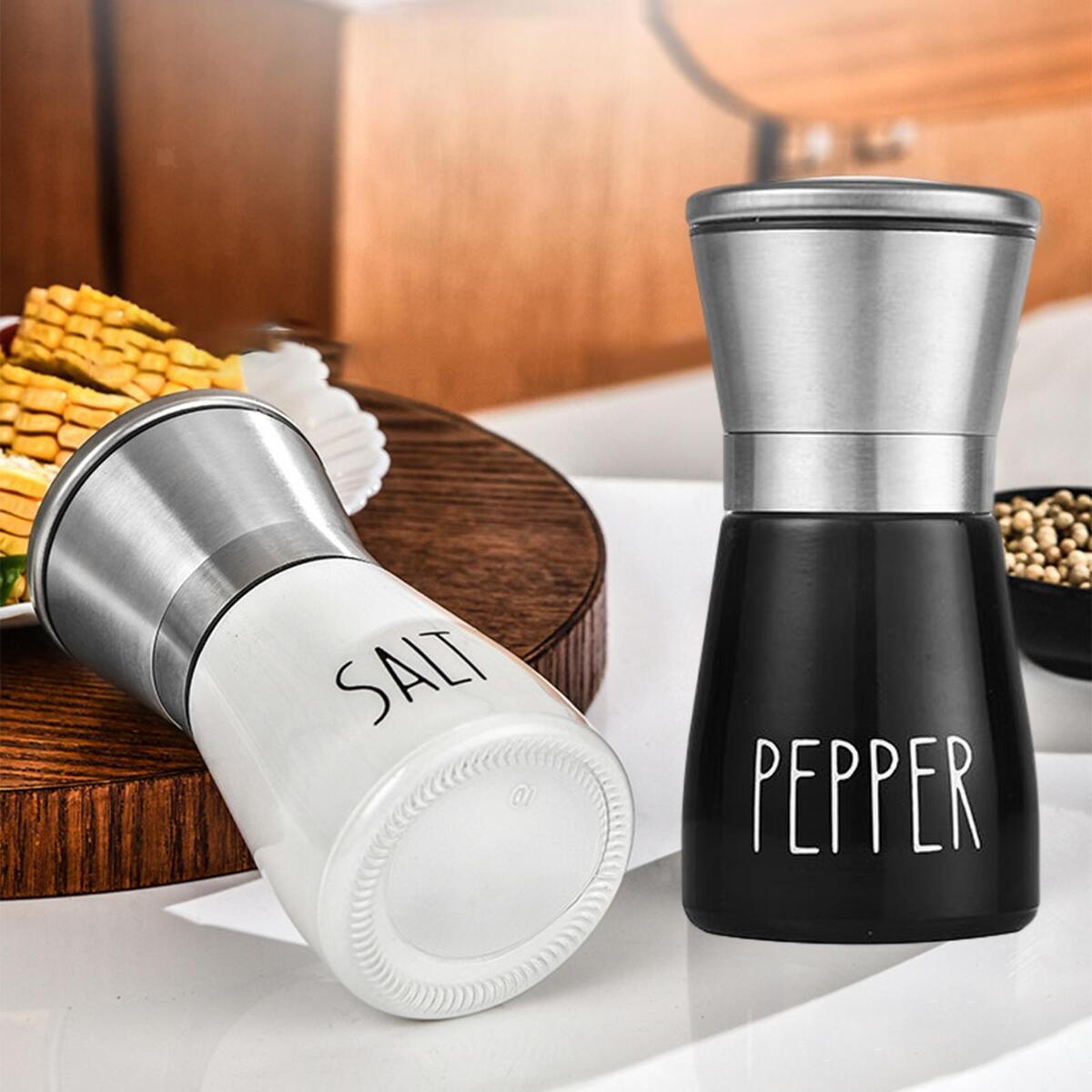 2 Pieces Salt Pepper Grinder Shakers Keep Moisture and Dust Away Easy Refill