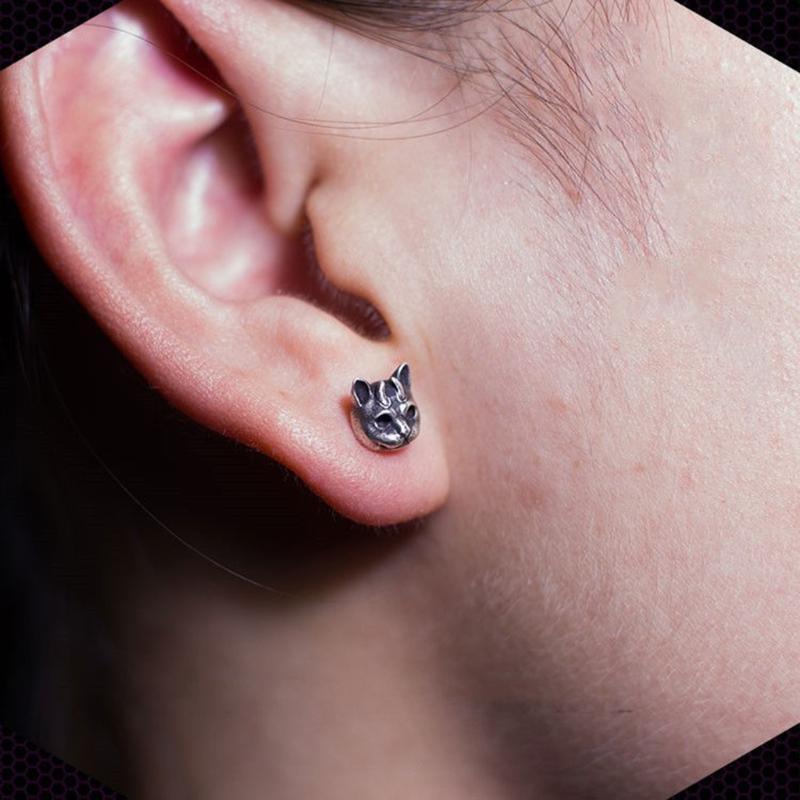 Punk Cat Stud Earrings Devil Horn Ear Decoration Hip Hop Jewelry for Girl Ladies