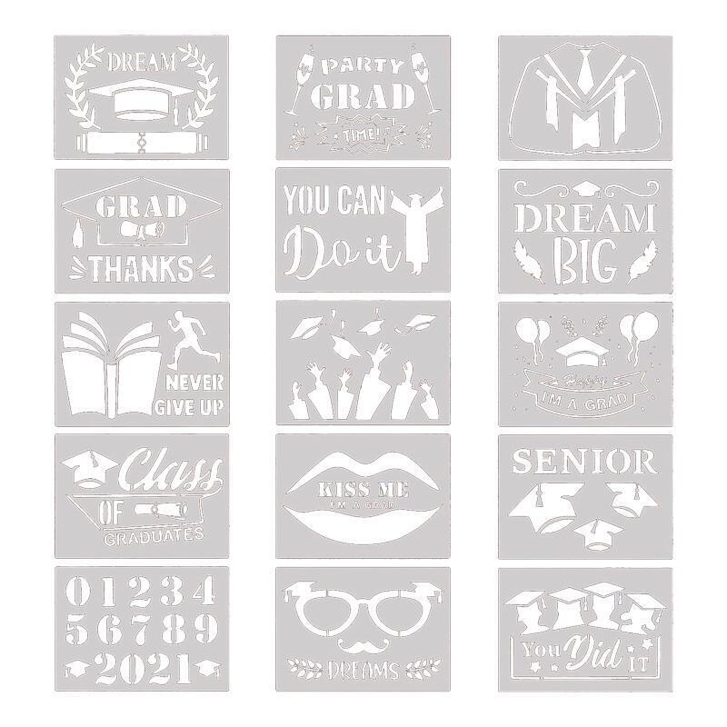 Graduation Painting Template Set Hollow PET Stencils Letters Numbers DIY Wall
