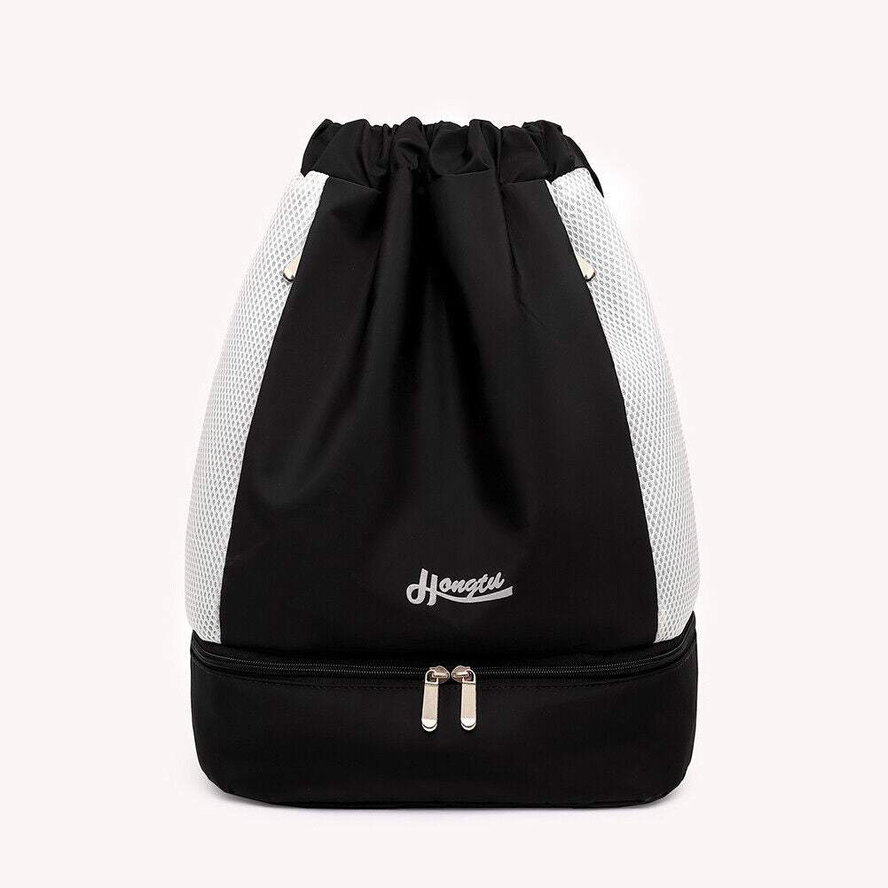 Drawstring Swimming Backpack Sports Bag Waterproof Pool Dry Wet Bag (Black)