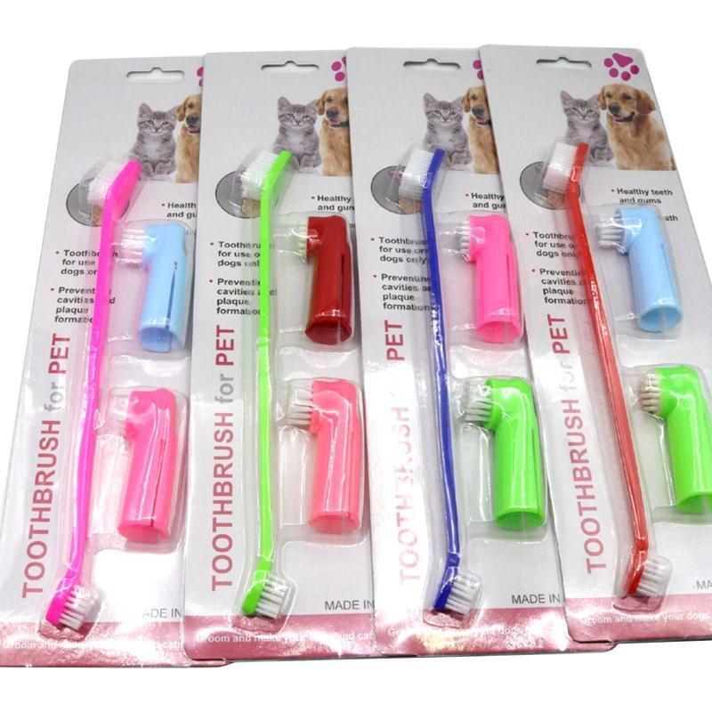 Dogs Toothbrush Set Dental Cleaning Brushes for Cleaning Pet Mouth Angled Brush