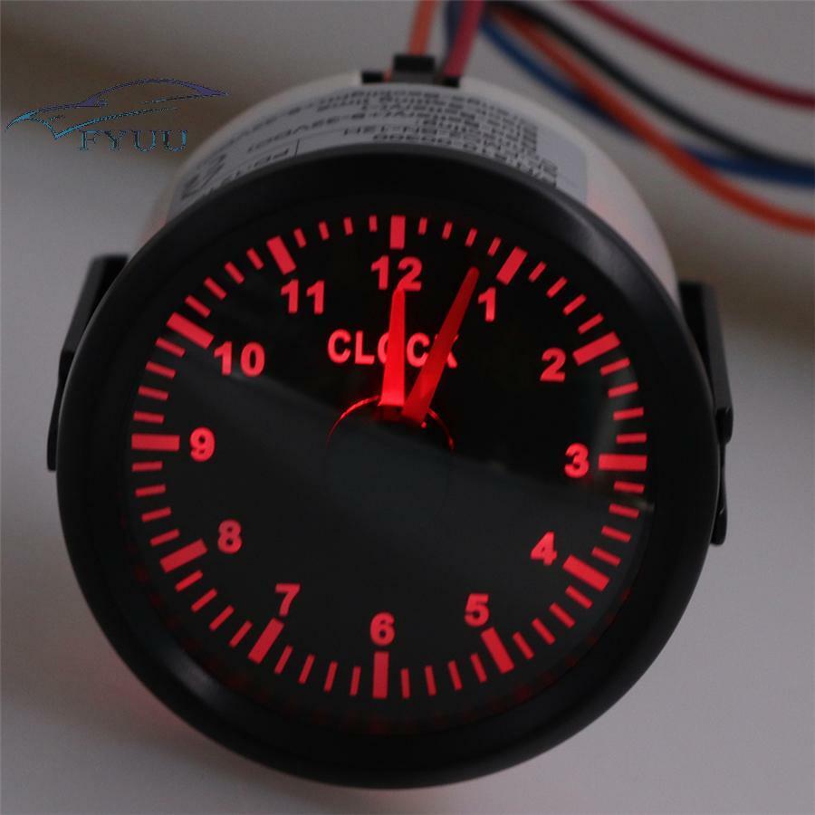 52mm Car Boat Yacht Red Backlight Instrument Hour Meters 0-12 Hours Clock Gauge