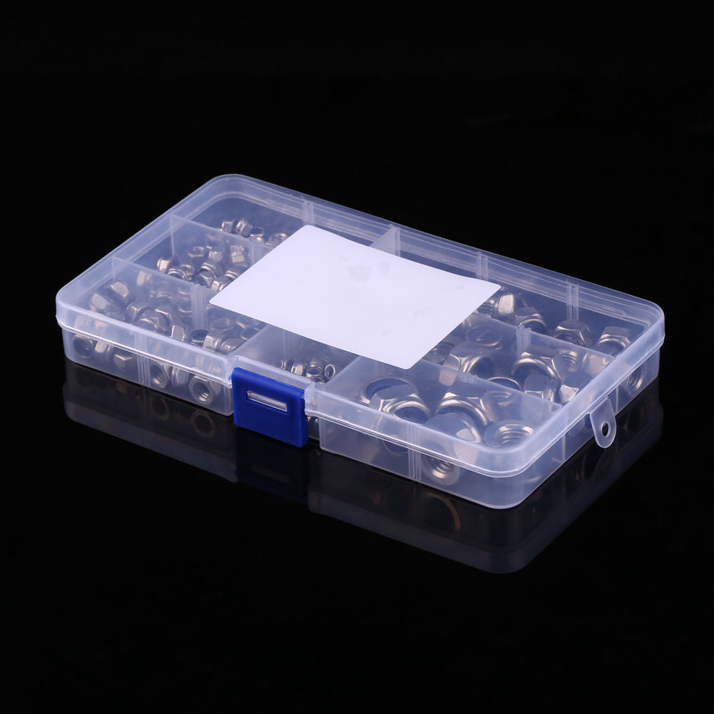 165pcs Stainles Steel Nylon Insert Locknut Assortment Kit M3 M4 M5 M6 M8 M10M12