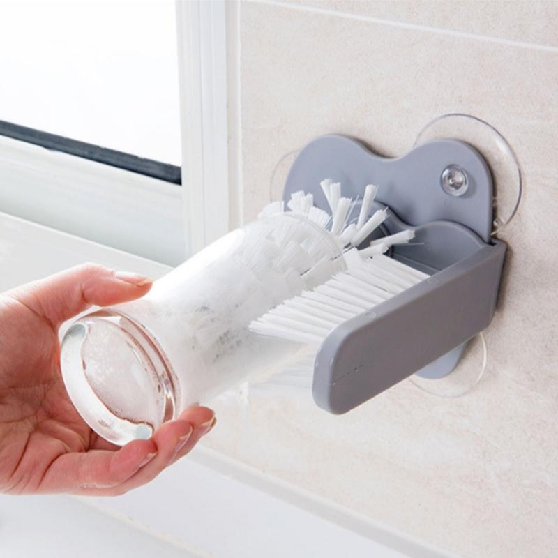Wall Suction Cleaning Cup Brush 2 in 1 Lazy Thermos Bottle Glass Cleaner