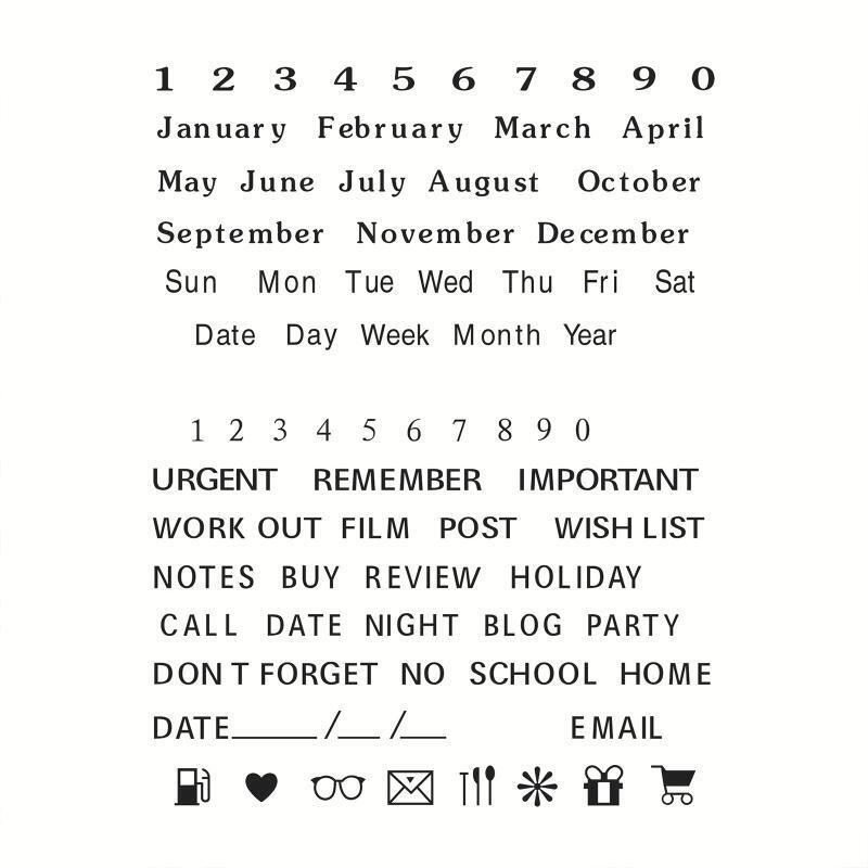 Words Calendar Clear Stamps Week Month January December Monday Sunday Numbers