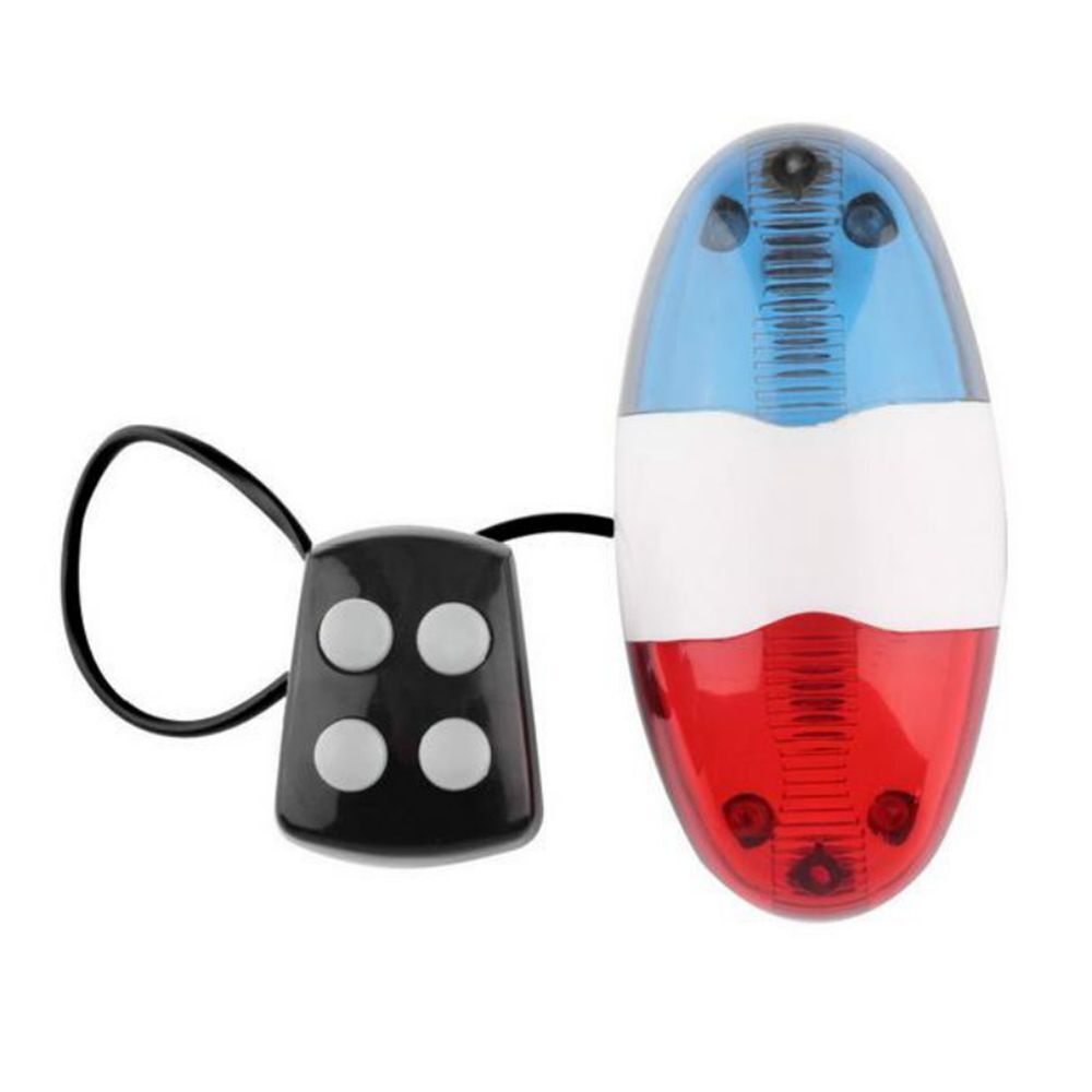4 Tone Ultra-loud Police Siren Bicycle Call 6 LED Electric Light Horn Bell