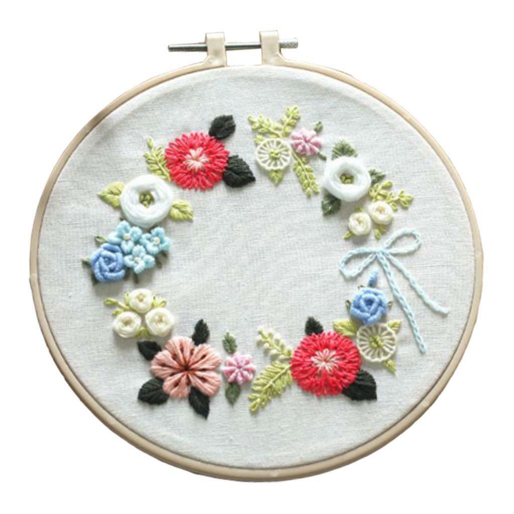 Floral Embroidery Starter Kit   Cloth Hoop Floss Kits