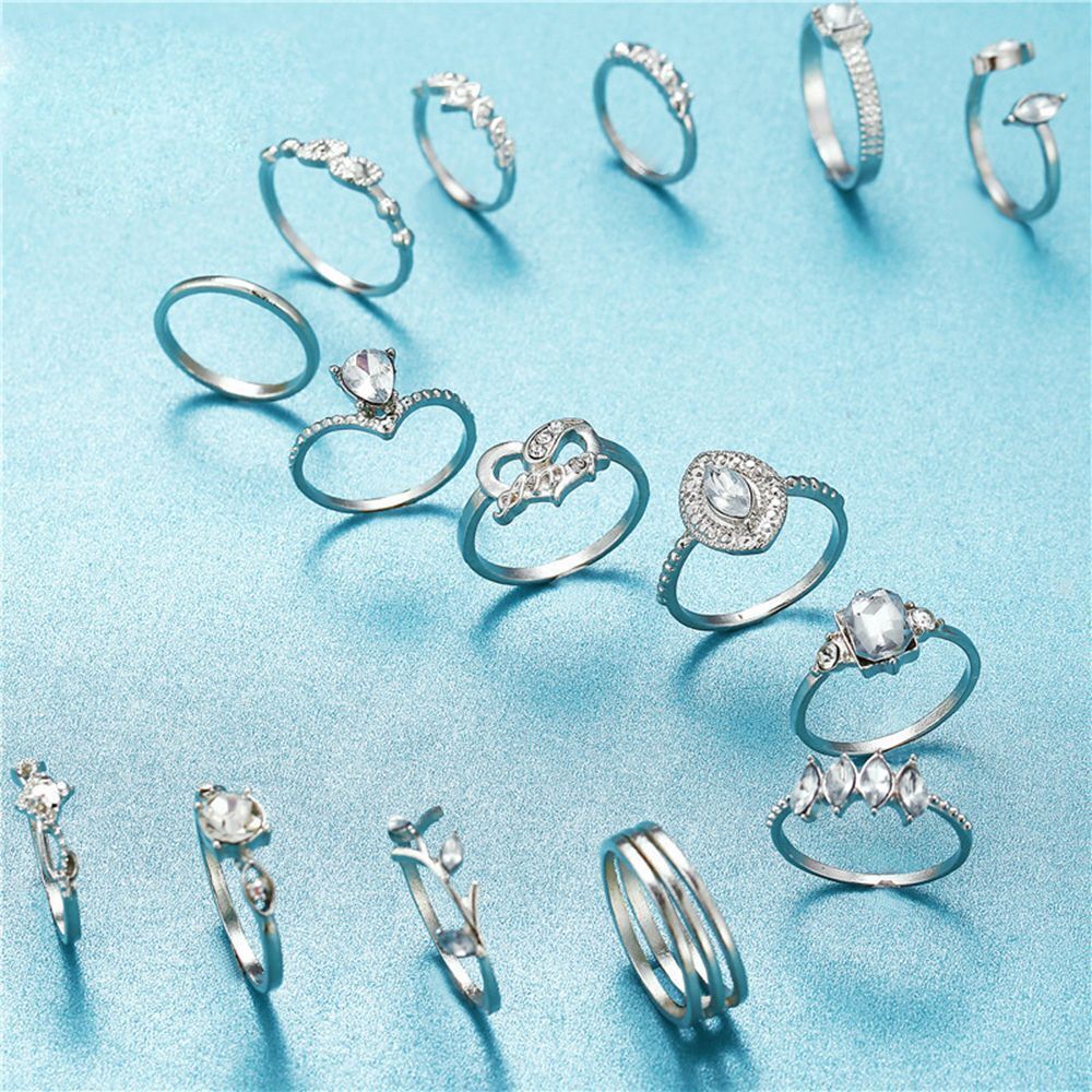 Fashion Jewelry Women Hollow Heart Boho Finger Ring Leaves Flower Rings Set