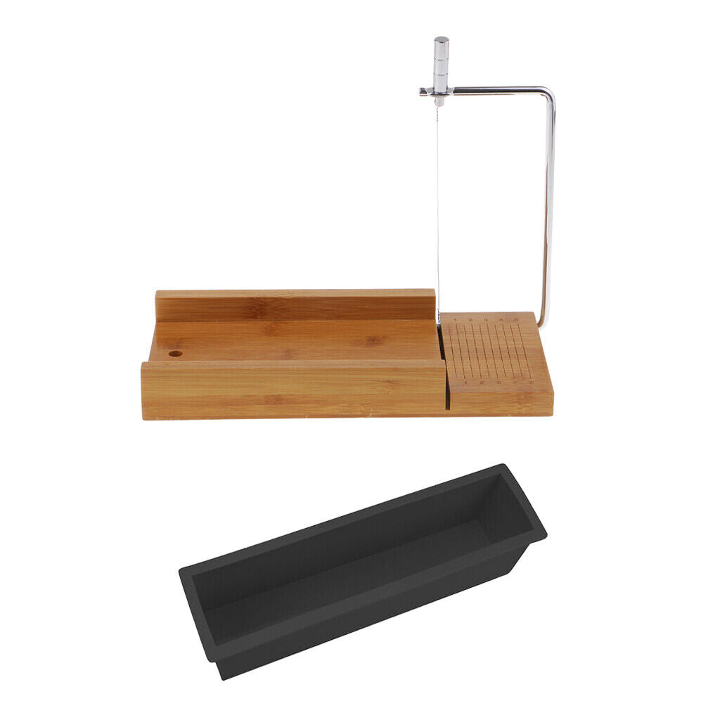 Wooden Soap Cutter with Wire Slicer & DIY Soap Making Loaf Silicone Mold