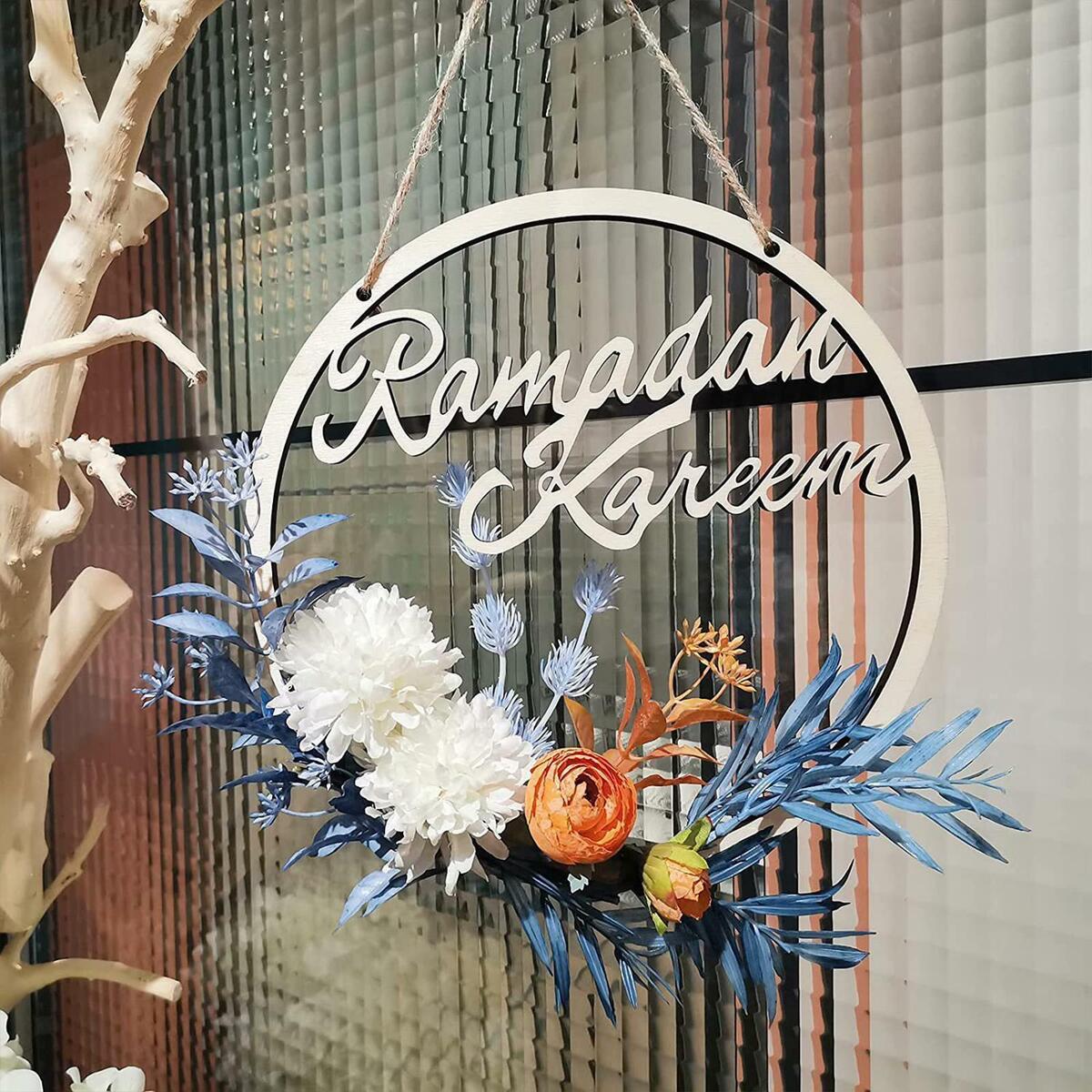 Eid Ramadan Wreaths  Signs Decorative for Celebration Window Farmhouse