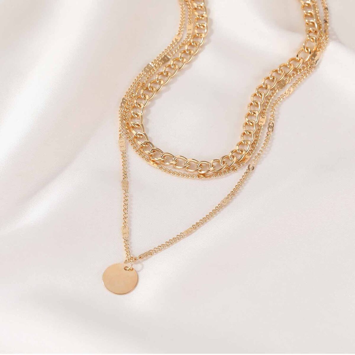 Star Jewelry Link Women Initial Necklace Pendant Layered Chain Plated Paperclip