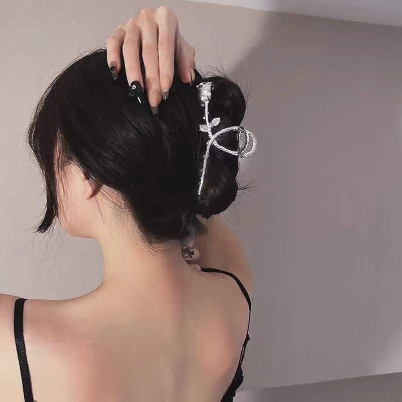 Hair Claw Clips with Rose Pattern Alloy Hair Clip Delicate Jaw Clips Non Slip