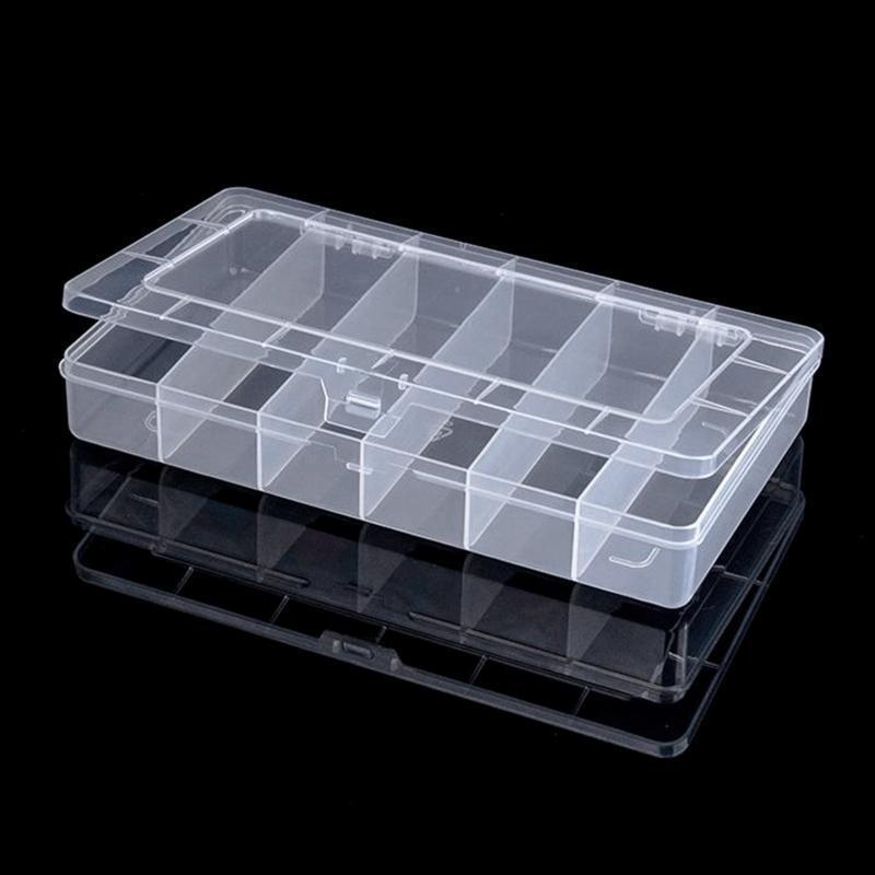 Portable 6 Grids Compartment Plastic Storage Box Practical Toolbox Transparent