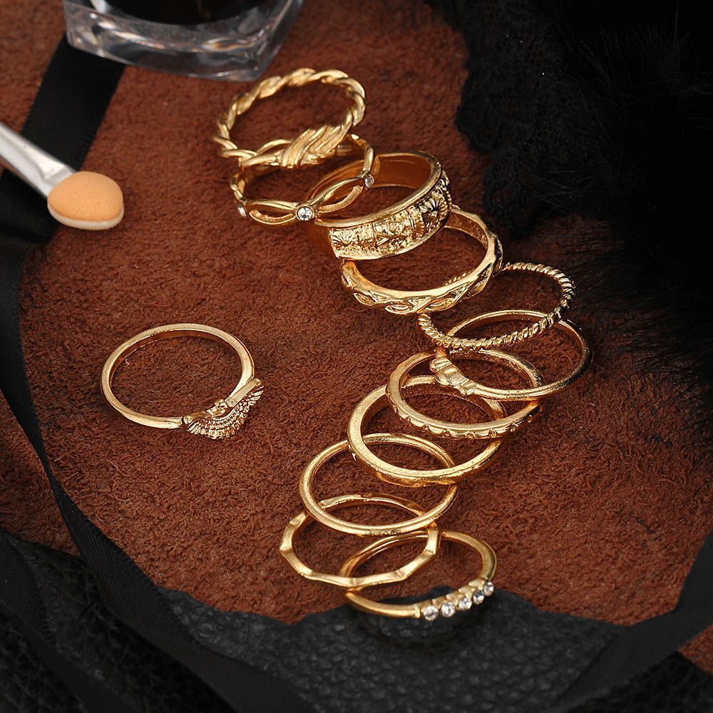 Punk Band Women  Boho Jewelry Stacking Knuckle Finger Ring Crystal Rhinestone