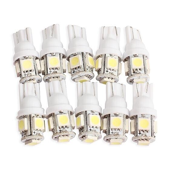 10PCS T10 5050 5SMD LED White Light Car Side Wedge Tail Light Lamp Bright