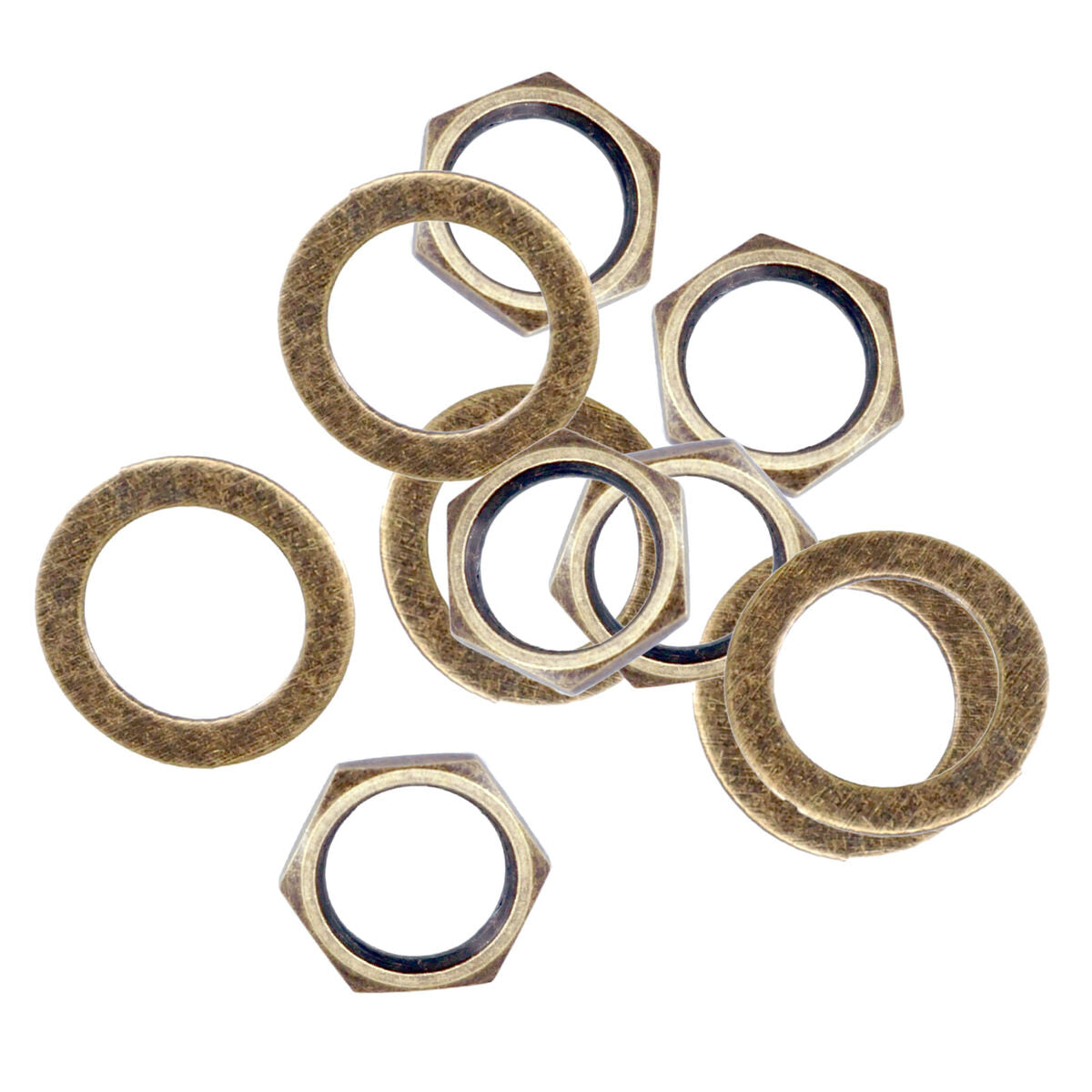 10Pc 3/8'' Guitar  Nuts with Lock Washer Set for Guitar Bass Replacement