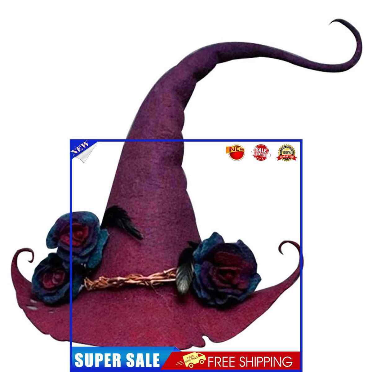 Halloween Party Felt Witch Hat Adjustable Party Witch Hat Prop (Red)