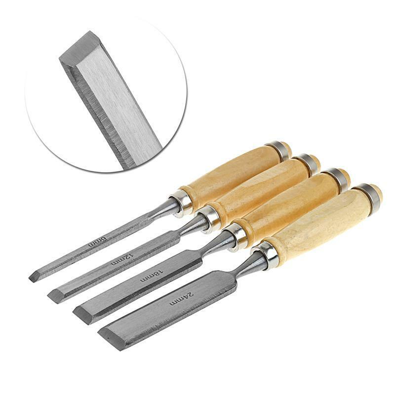 4Pcs/Set Wood Sculpture Flat Chisel DIY Woodworking Hand Tool