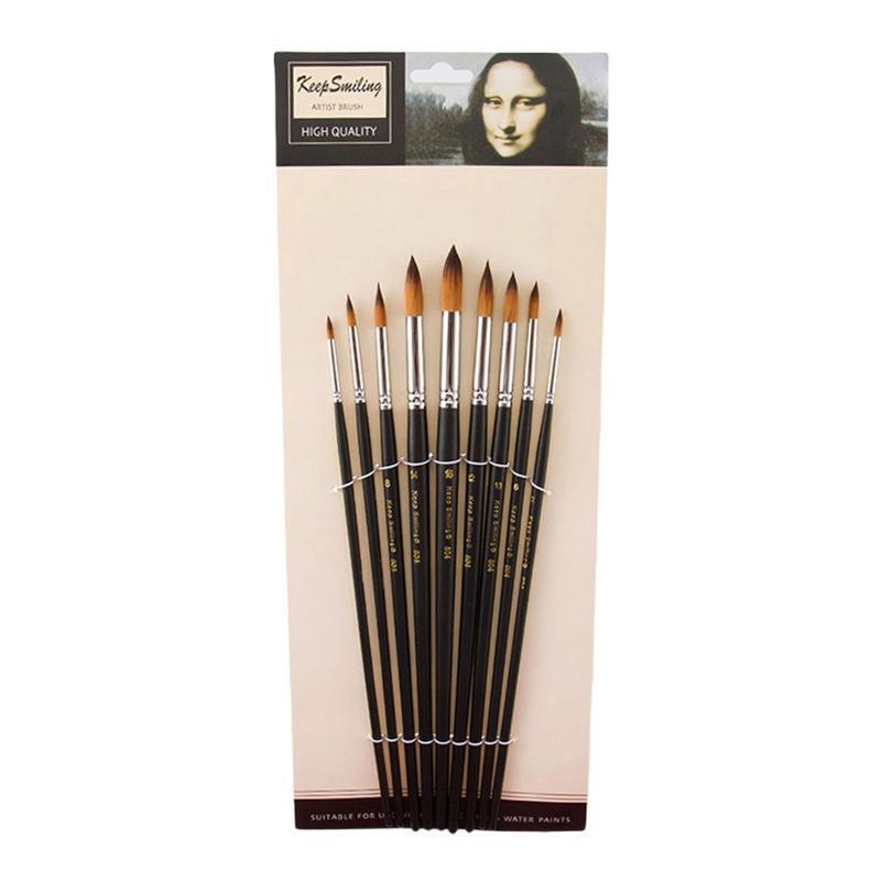 9pc Round Detail Art Paint Brushes Watercolor Brush Pen for Acrylic Oil Painting