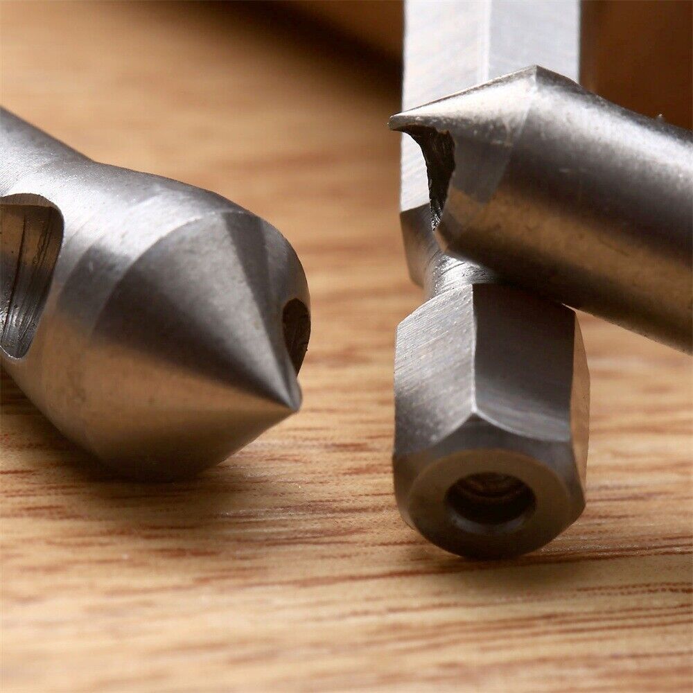 3pcs 90° Degree Wood Chamfer Countersink Drill Bits Deburring Tool Hex Shank