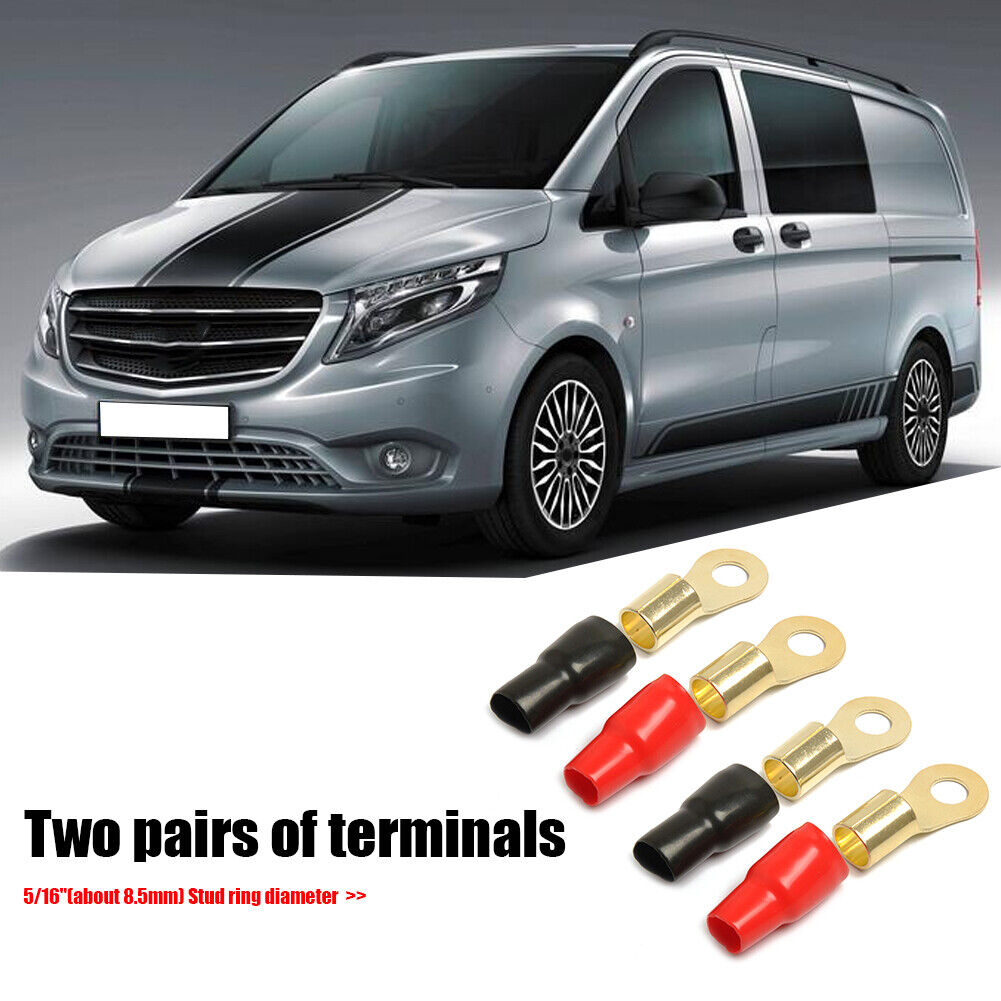 2 Pairs Car 4GA Speaker Electrical Wire Connectors Set Spade Crimp Terminal