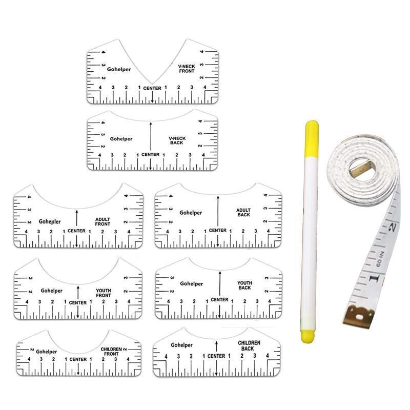 8pcs T-Shirt Alignment Ruler Guide Tool to Center Designs for Vinyl Placement