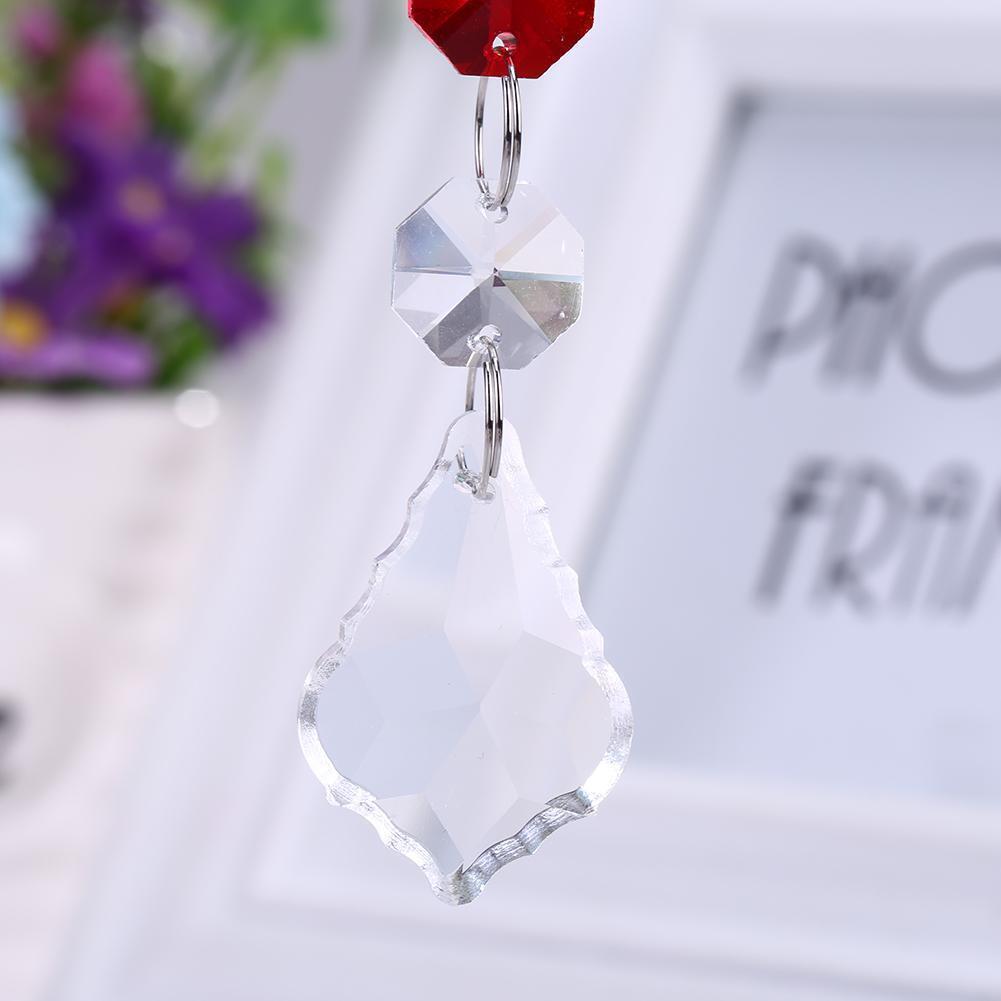 DIY Hang Light String Octagonal Beads Crystal  Maple Leaf Pendant