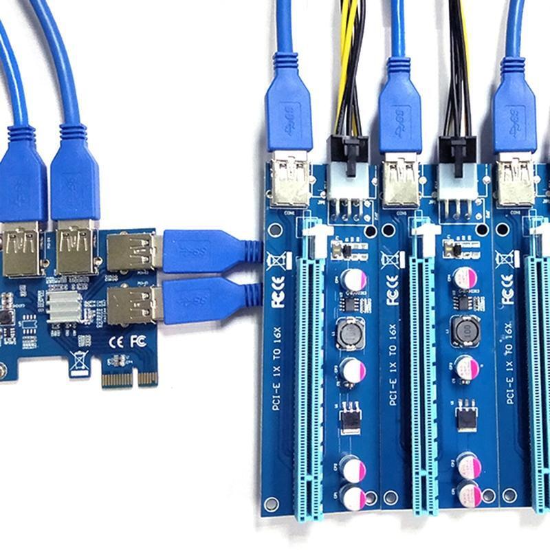 4 Ports PCI Express Multiplier Riser Card 1X to 16X USB 3.0 1 to 4 Adapter Card