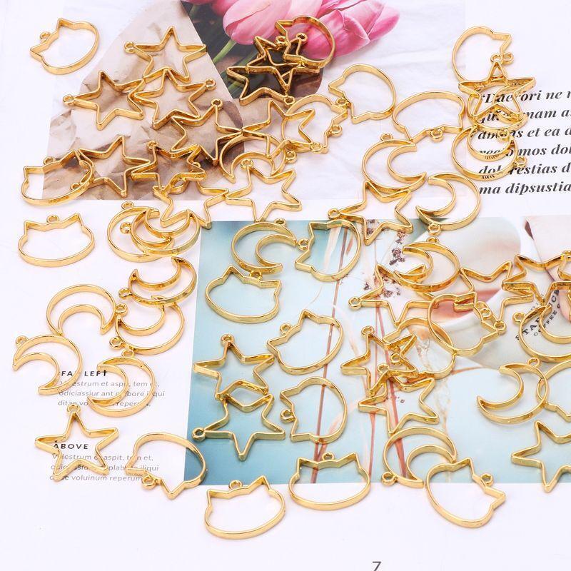 90 Pieces/Set Creative Hollow Frame Charms Geometric Hollow Metal Frame Pendants