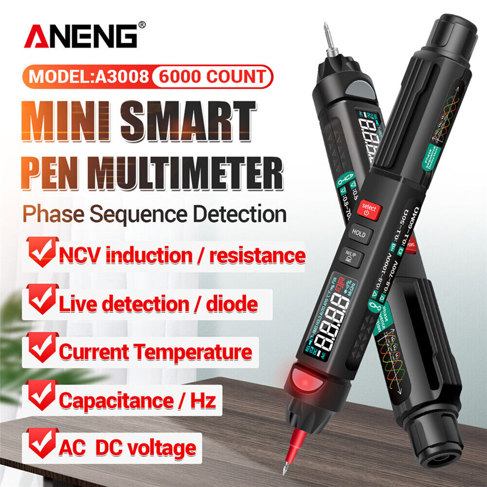 A3008 LCD Digital NCV Multimeter 6000 Counts AC/DC Voltage Diode Tester Pen