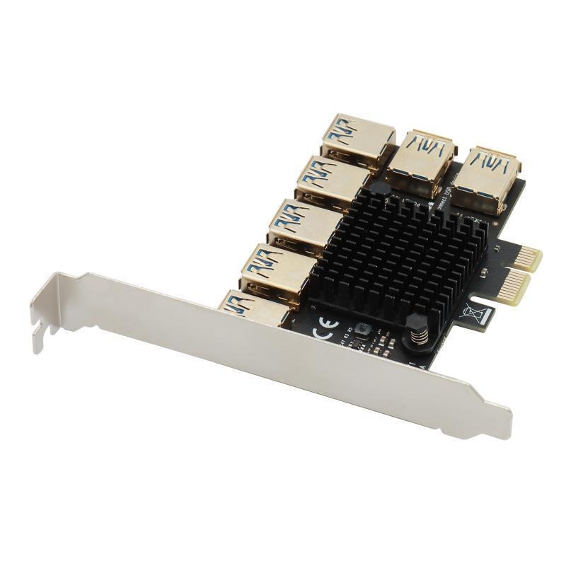 PCIe Adapter 1x to 16x Mining Riser Card 1 to 7 USB 3.0 Multiplier for BTC Miner