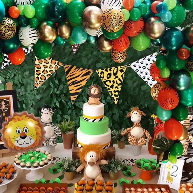 Jungle Wild Animal Theme Party Balloon Garland Kit 151 Pack With Animal Balloon