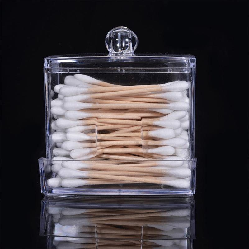 Acrylic Makeup Organizer Cotton Swabs Qtip Container Cosmetic Makeup Pad Storage