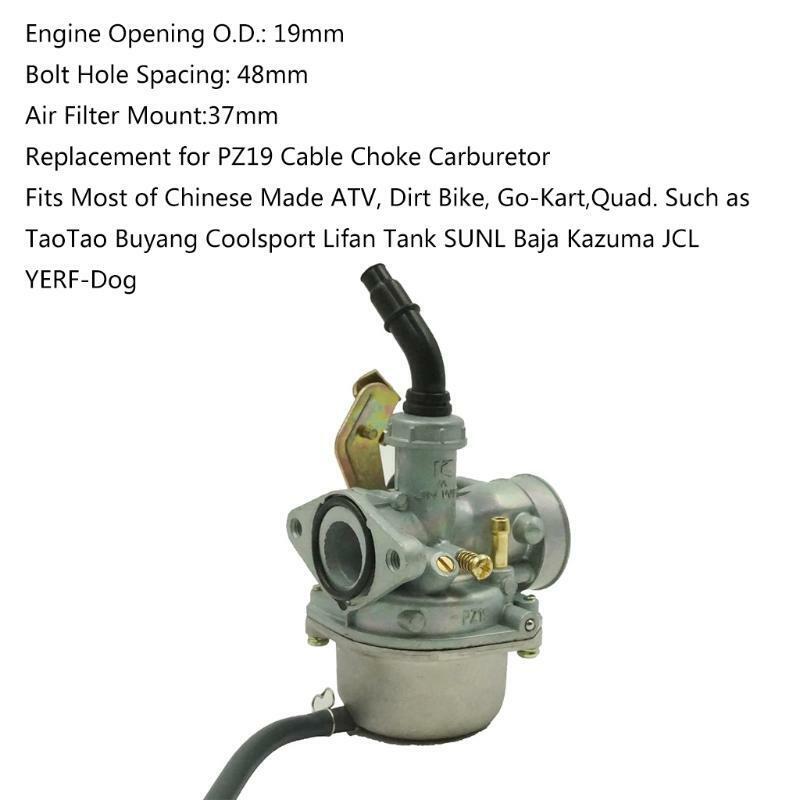 PZ19 Cable Choke Carburetor 50cc 70cc 90cc 110cc 125cc ATV Quad Dirt Bike 19mm