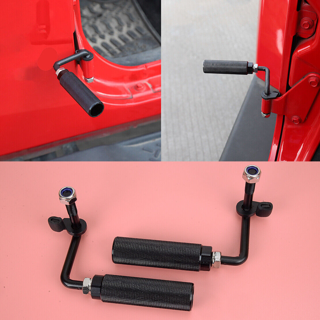 Pair Door Hinge Pedal Foot Pegs Rest fit for 07-2020 Jeep Wrangler JK JKU