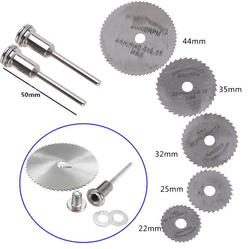7Pcs HSS Circular Wood Cutting Saw Blade Disc Mandrels fr Rotary Tool New